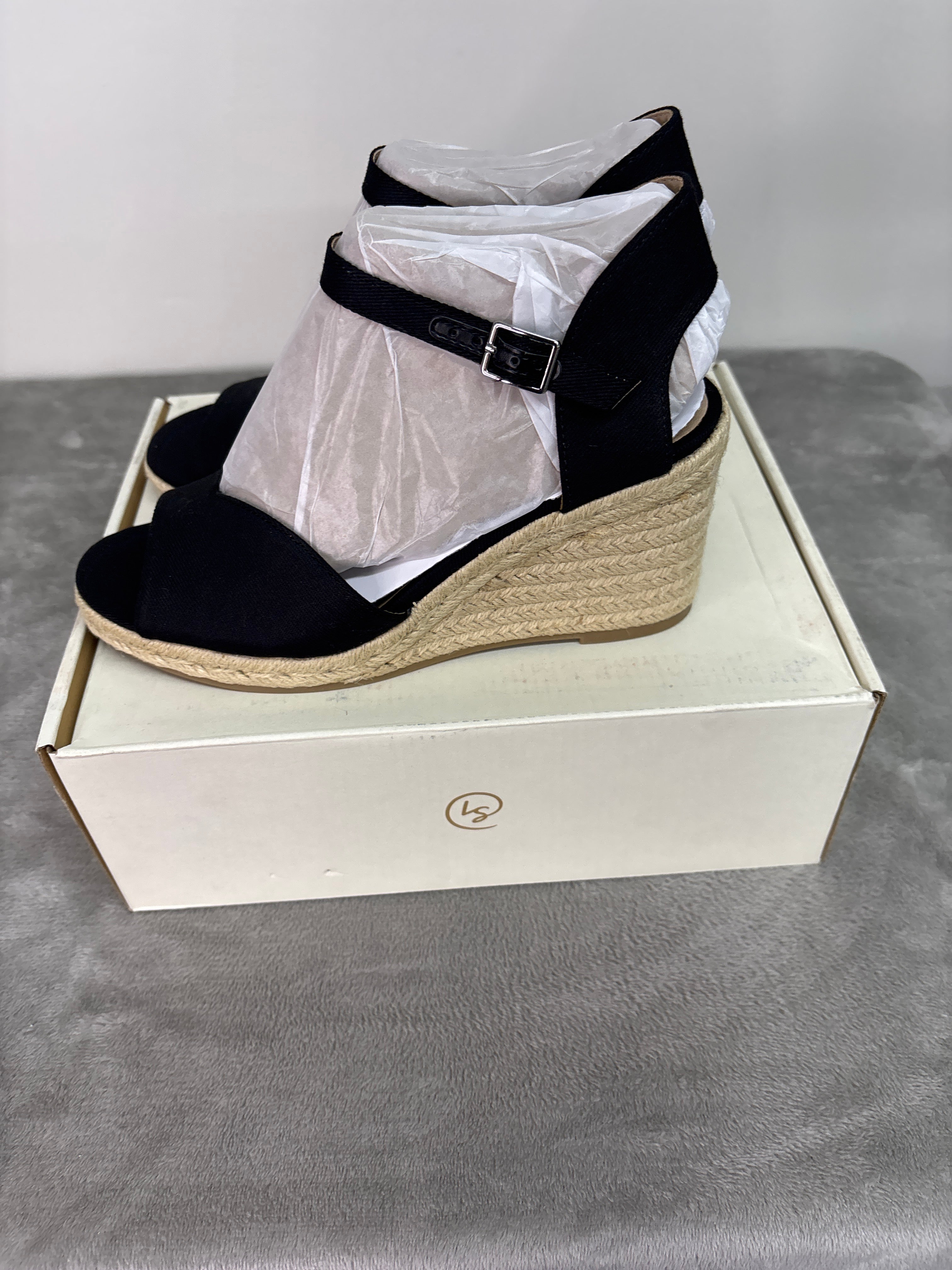 Lifestride black peep-toe wedge sandals