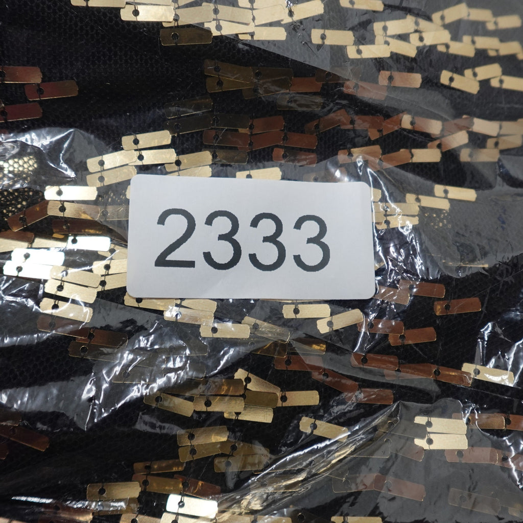 Vince Camuto Size 0 sequin illusion-neck midi dress in black and gold