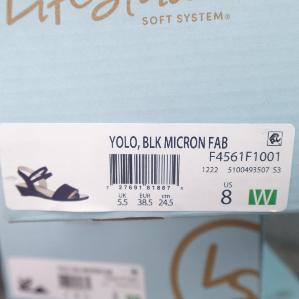 LifeStride Yolo Sandal Women's Size 8W Black Micron Fabric F4561F1001