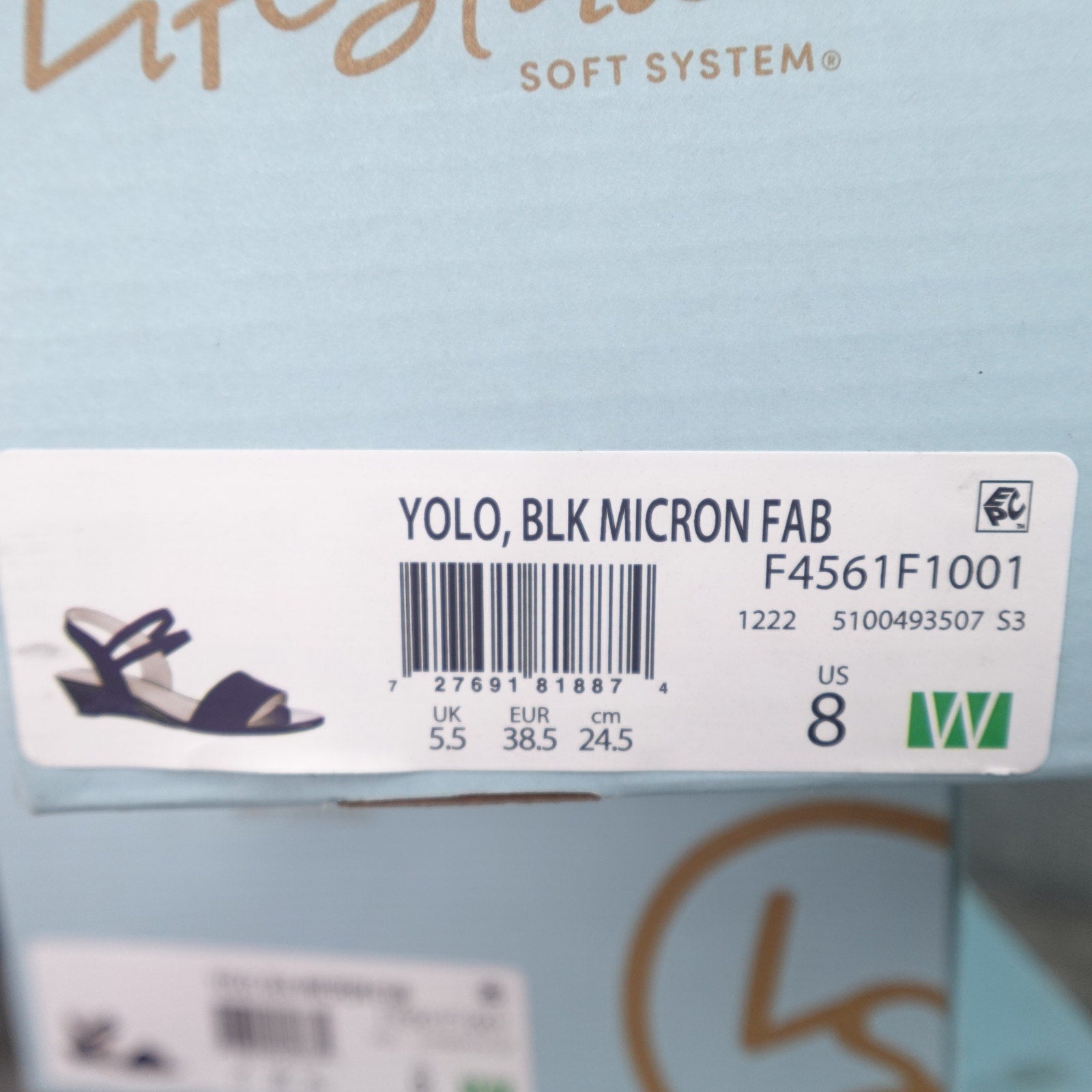LifeStride Yolo Sandal Women's Size 8W Black Micron Fabric F4561F1001