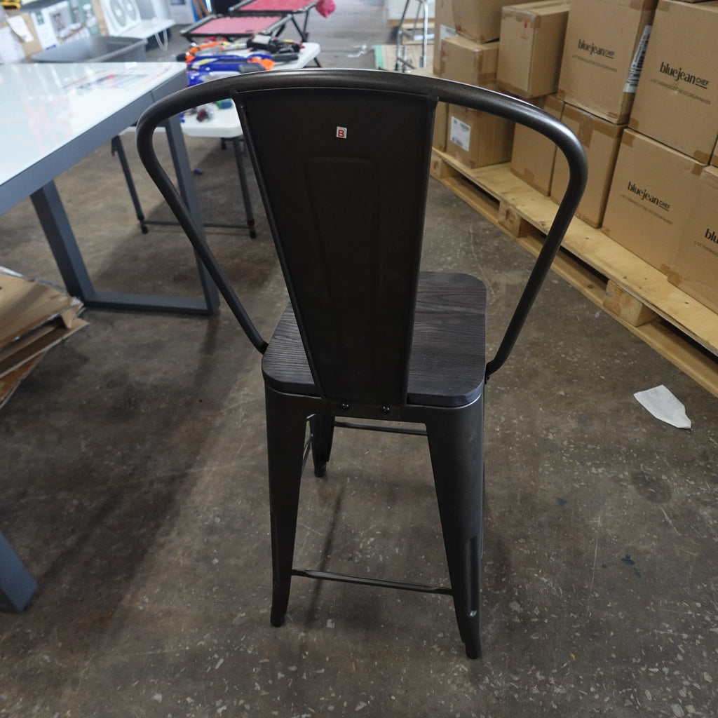 DHP Luxor 24" Metal Counter Stool Wood Seat Antique Bronze S004107 New