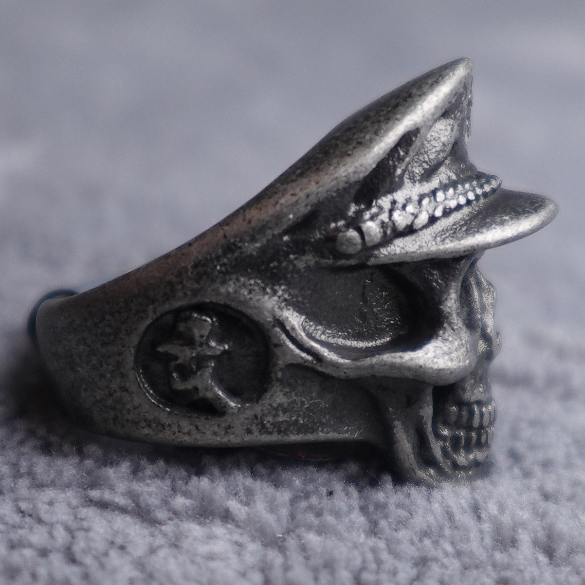 Stainless Steel Skull Sailor Ring Size 9 Gun Metal RSRN-653