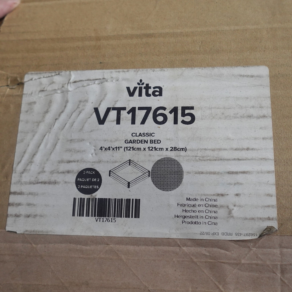 Vita Urbana 4'x4'x11" Raised Garden Bed 2-Pack Outdoor Planter Kit Gray New