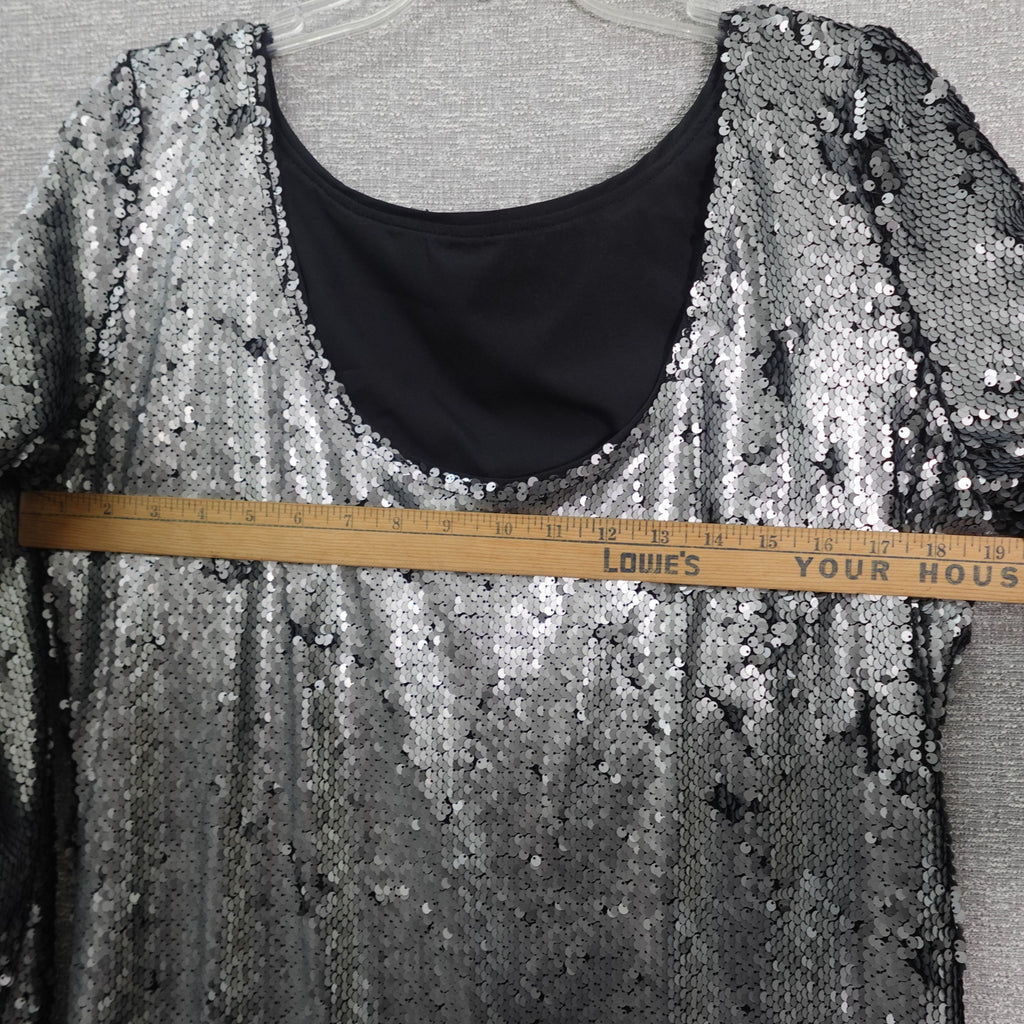Calvin Klein Sequin Midi Dress Silver- XL