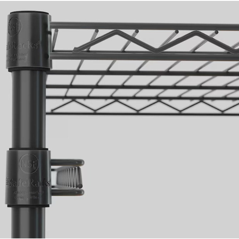 SafeRacks 23-in W x 31-in D x 68-in H 5 -Tier Heavy Duty Black Metal Wire Storage Bin Rack