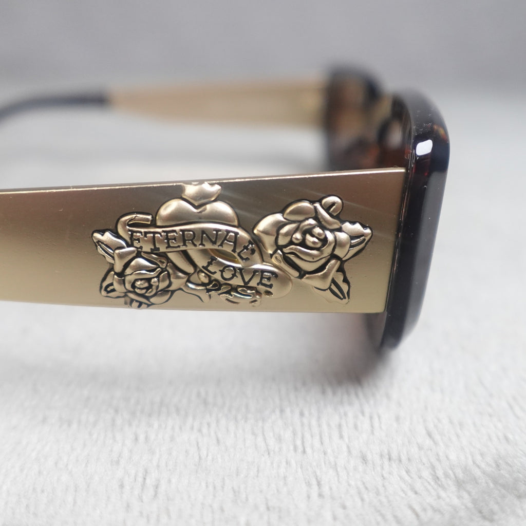 Ed Hardy Eternal Love Kabuki Sunglasses Brown Tortoise UV400 NEW