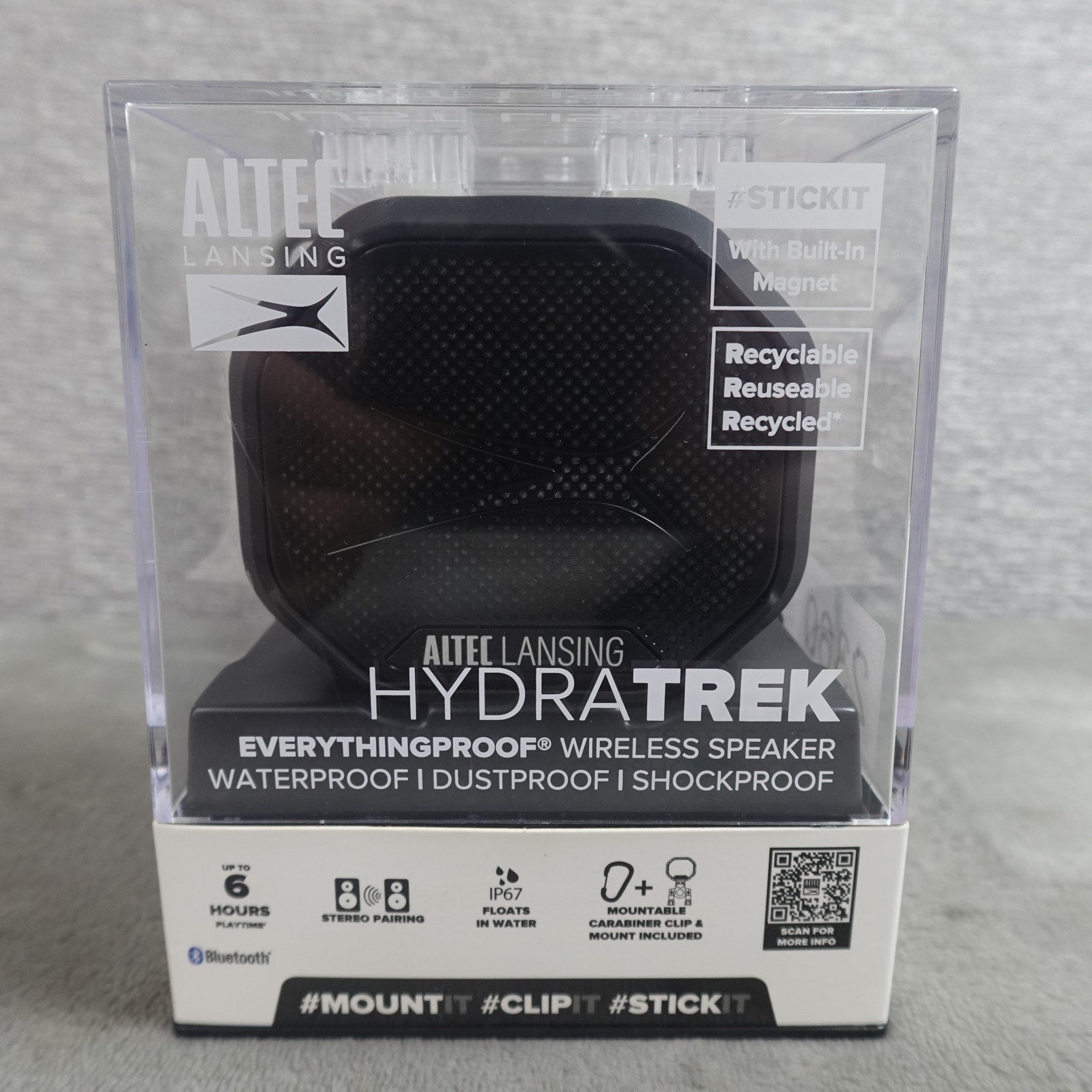 Altec Lansing HydraTrek Bluetooth Wireless Speaker IP67 Waterproof Gray NEW