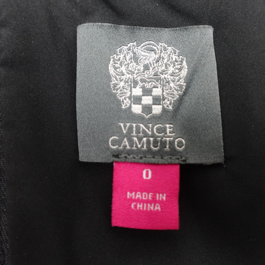 Vince Camuto Size 0 sequin illusion-neck midi dress in black and gold