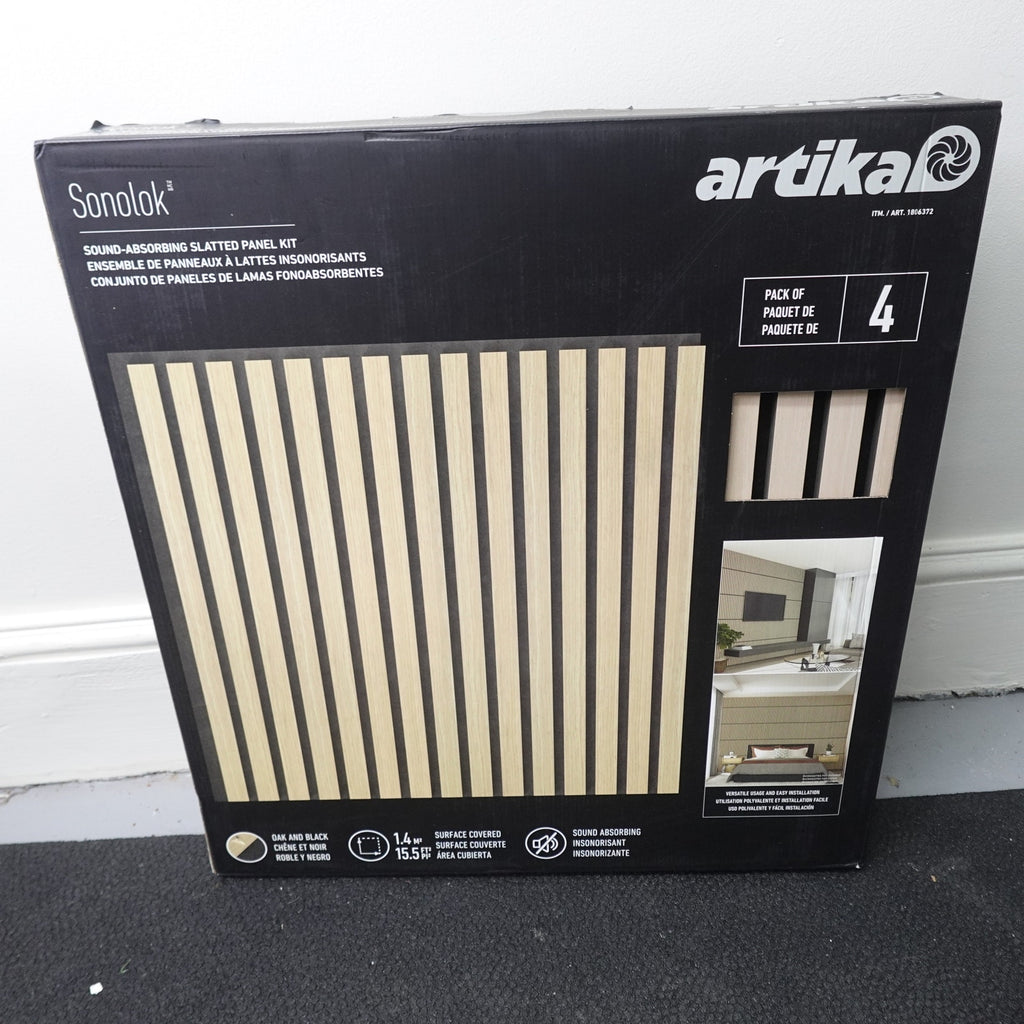 Artika Sonolok Acoustic Slat Wall Panels Oak & Black - 4 Pack NEW
