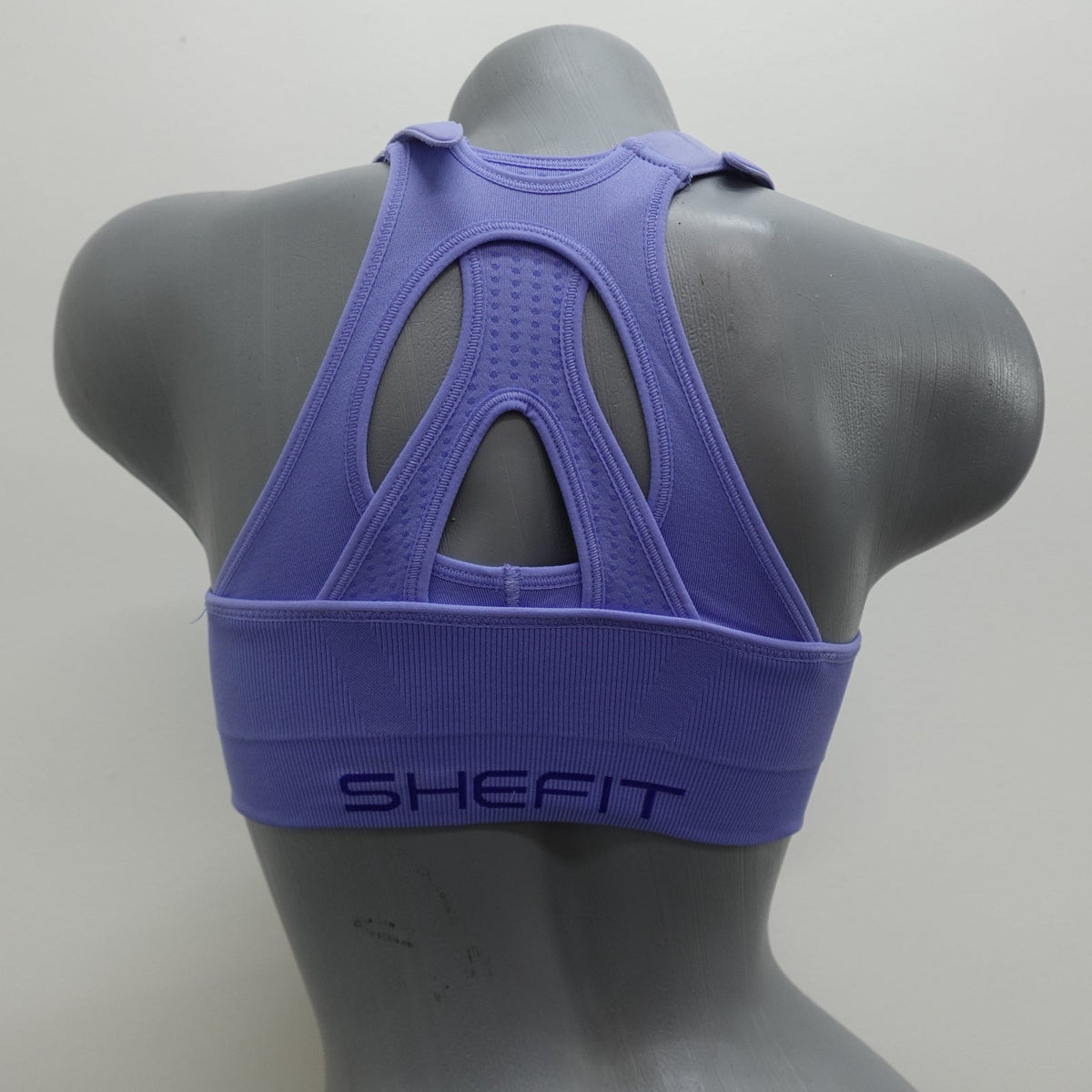 NWT SHEFIT Medium Adjustable Sports Bra, Zip Front Low Impact No Wire Periwinkle