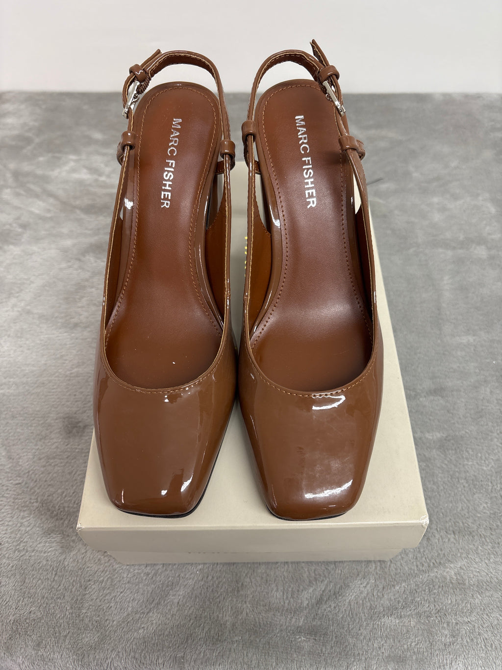 Marc fisher patent leather slingback pumps