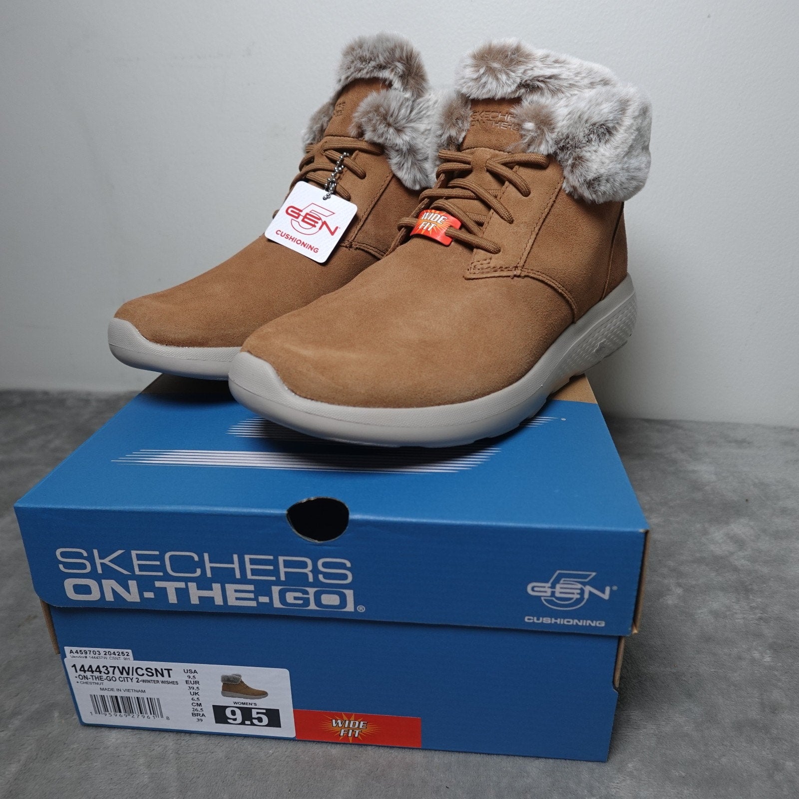 Skechers On-the-Go City 2 Winter Wishes Chestnut Suede Ankle Boots 144437 W