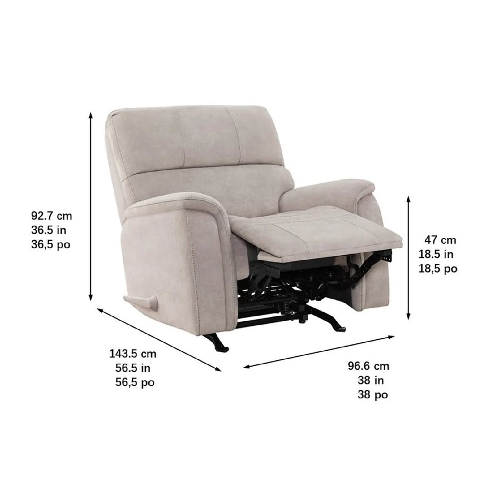 True Innovations Hayden Manual Rocker Recliner - Beige