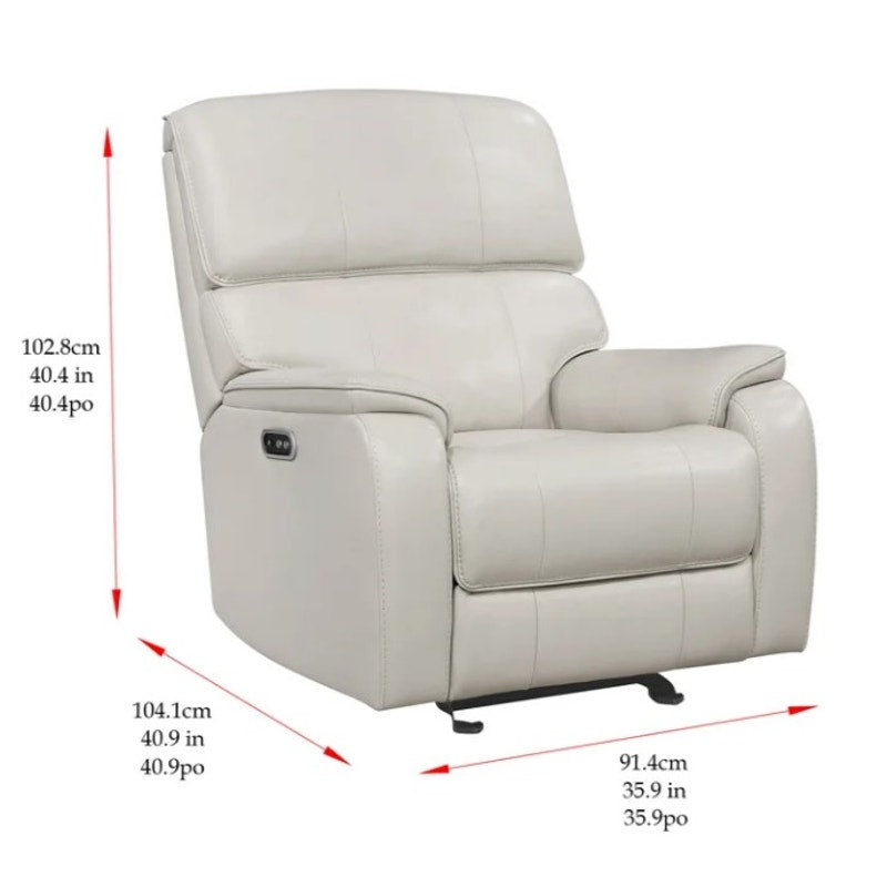 Barcalounger Leather Power Glider Recliner Chair Adjustable Headrest Beige