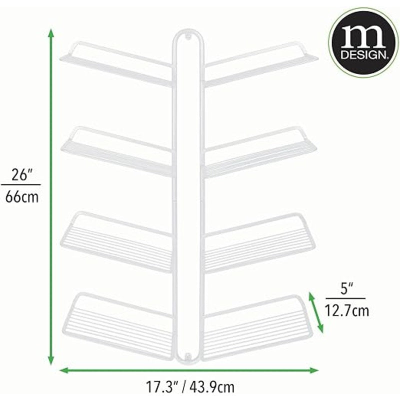 mDesign 4 Tier Shoe Rack Tree Large White Wall Mount Organizer NEW