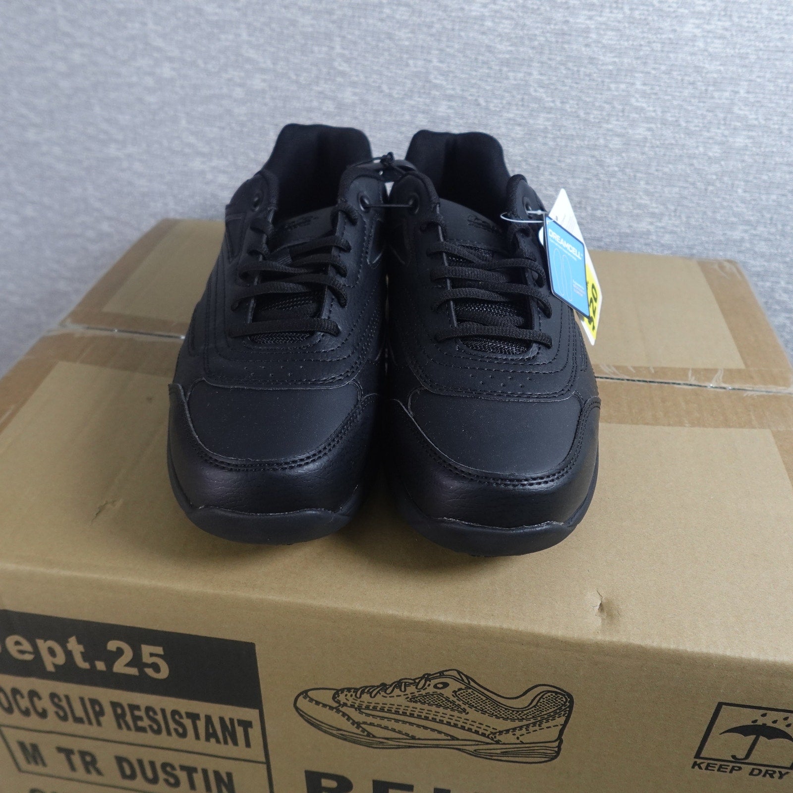 Lot of 6 Tredsafe Dustin Men's Slip Resistant Work Shoes Black Size 9.5W New