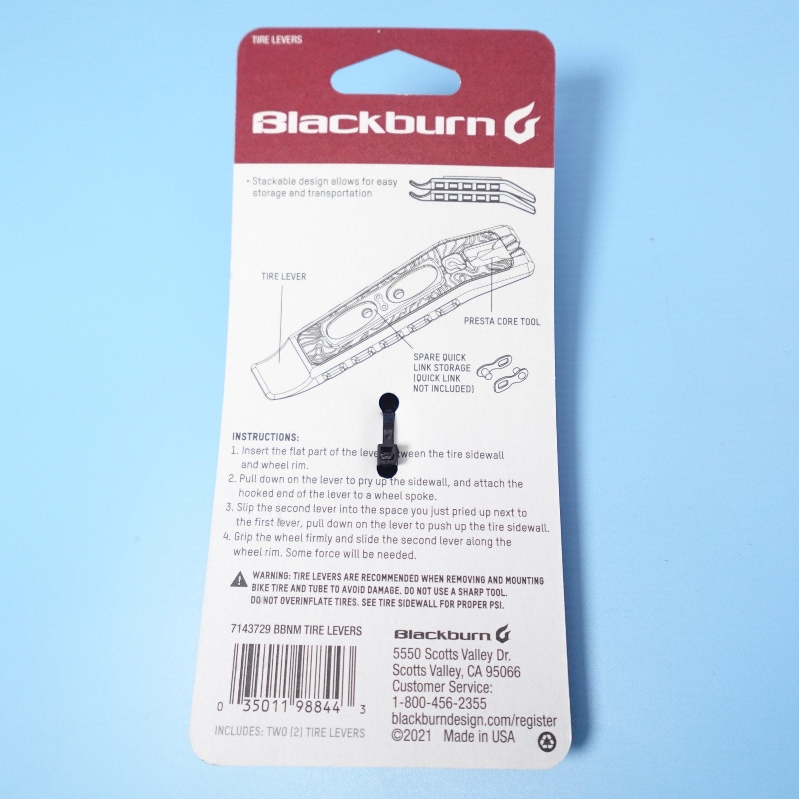 Blackburn Bicycle Tire Levers 2pc Set Presta Core Tool Schrader Deflator