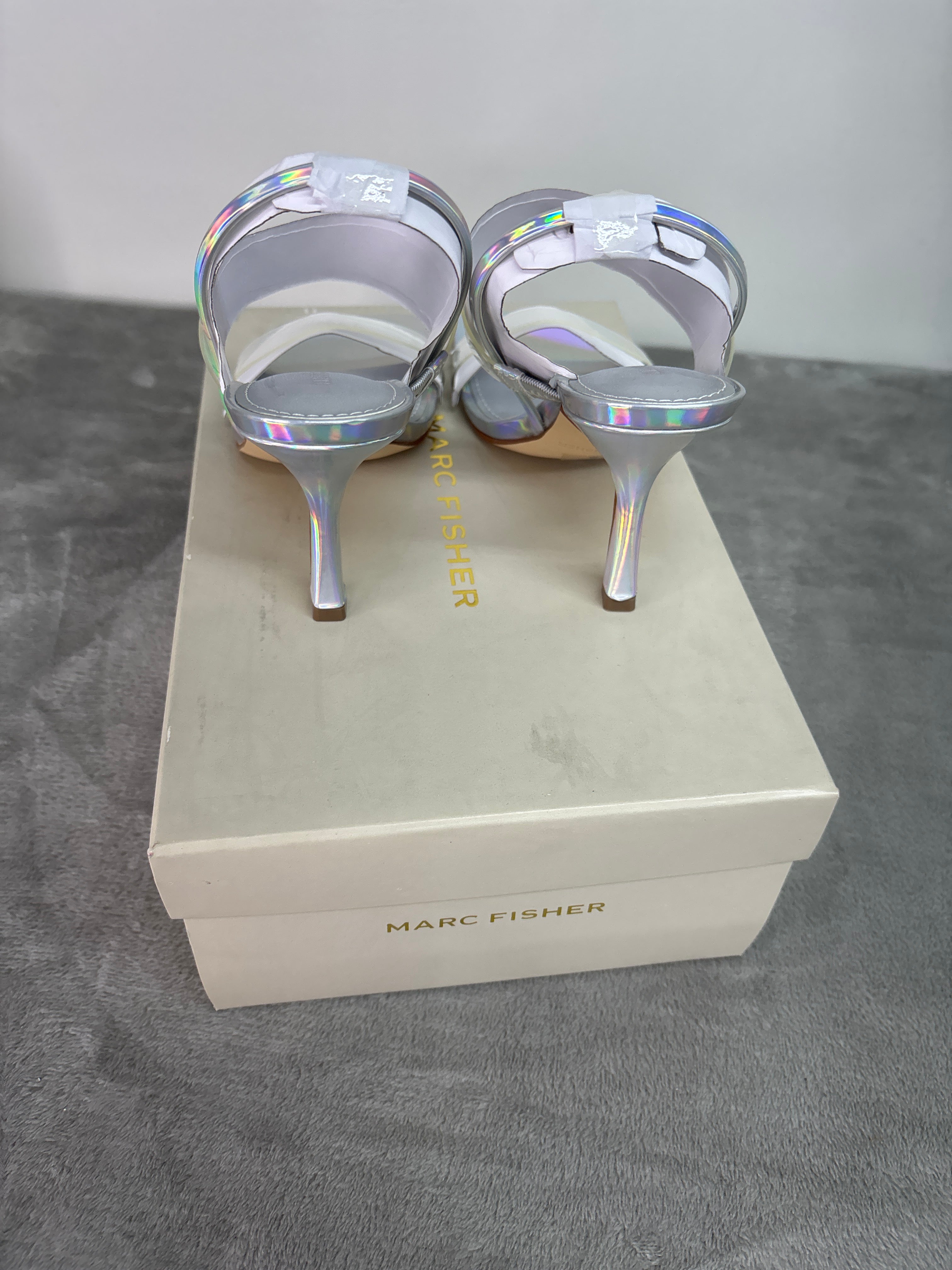Marc fisher silver high-heeled sandals