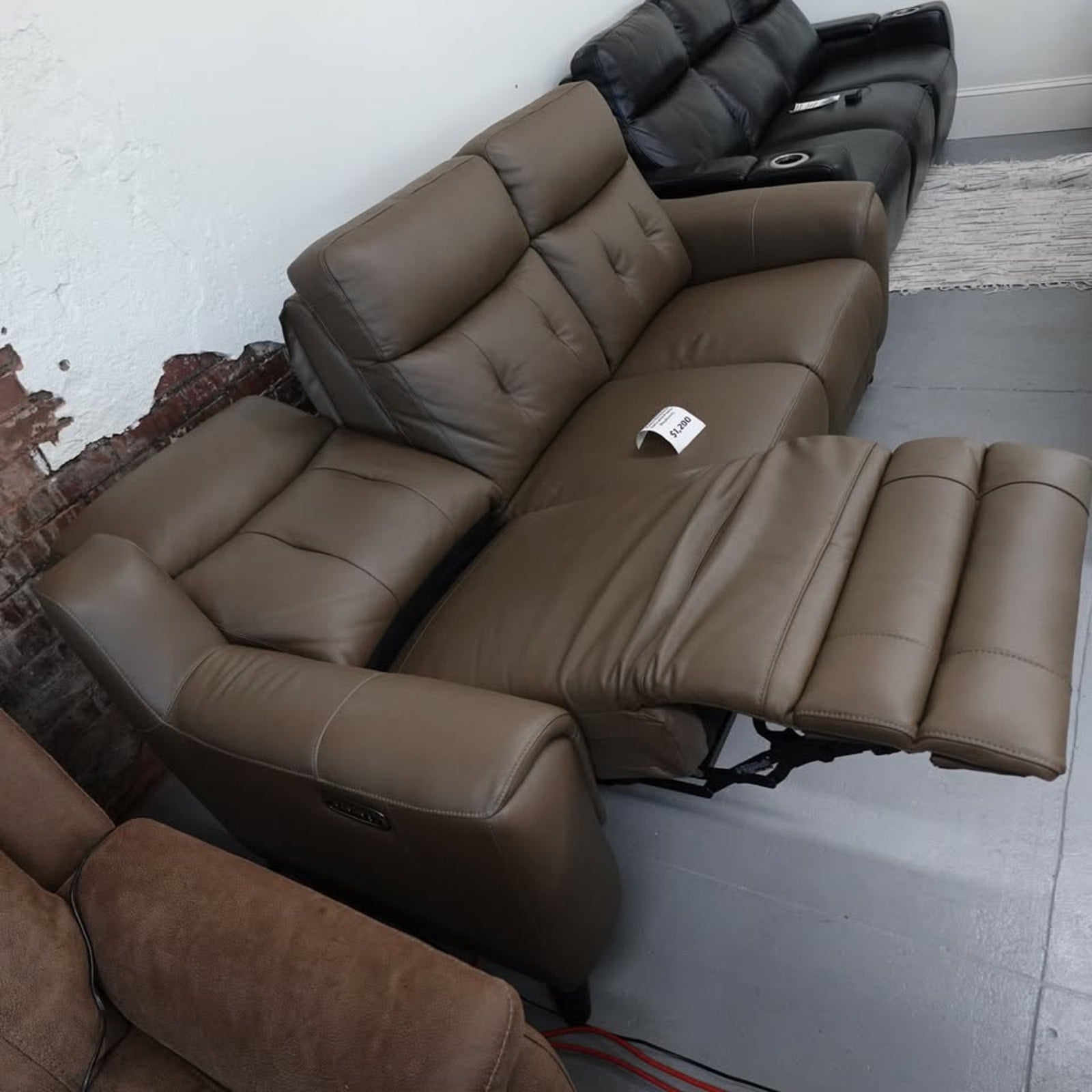 Malibu Leather Power Reclining Sofa with Power Headrests