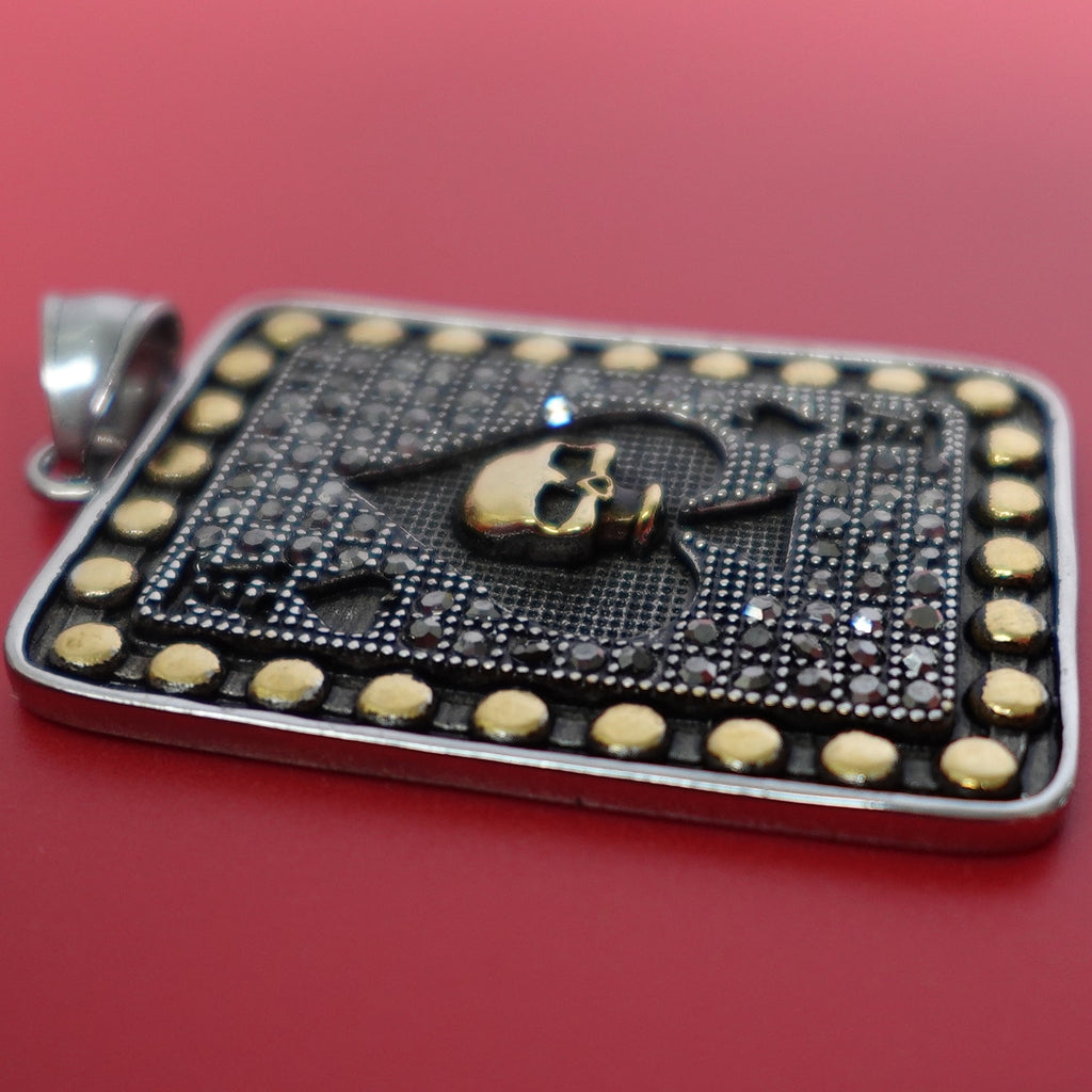 Two Tone Ace of Spades Stainless Steel Necklace Pendant SP-266