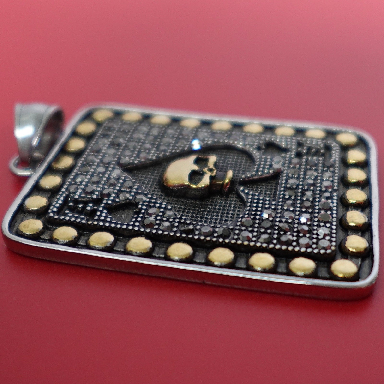 Two Tone Ace of Spades Stainless Steel Necklace Pendant SP-266