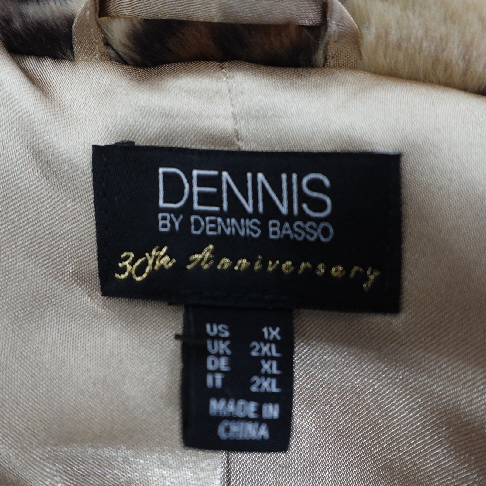 Dennis Basso Cheetah Faux Fur Coat Womens Jacket Notch Collar Crossover Lapel 1X