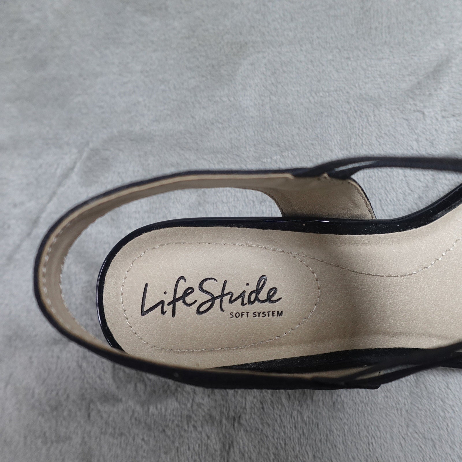 LifeStride Yolo Sandal Women's Size 8W Black Micron Fabric F4561F1001
