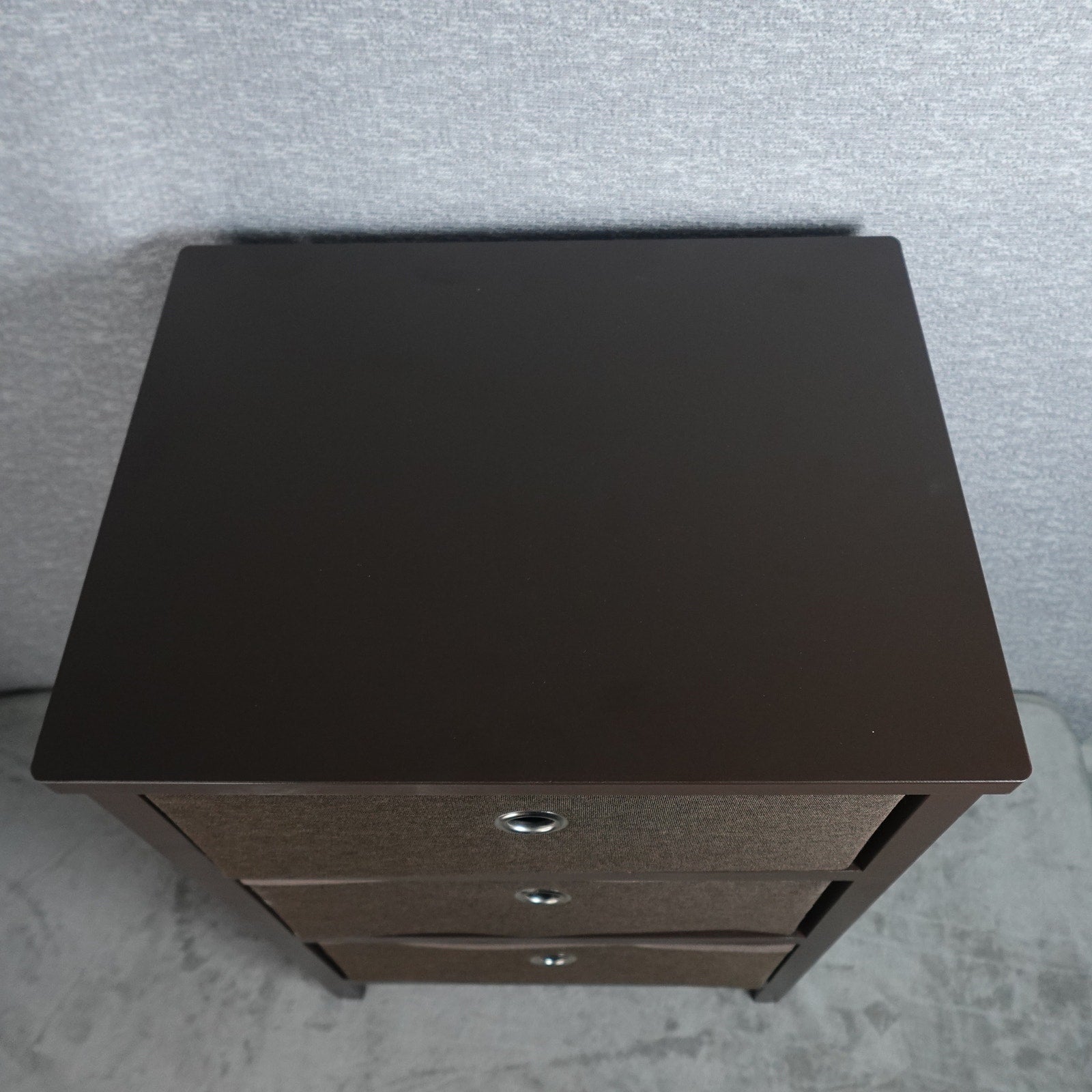 mDesign 3 Drawer Fabric Dresser Storage Unit Wood Top Brown Organizer Cabinet New