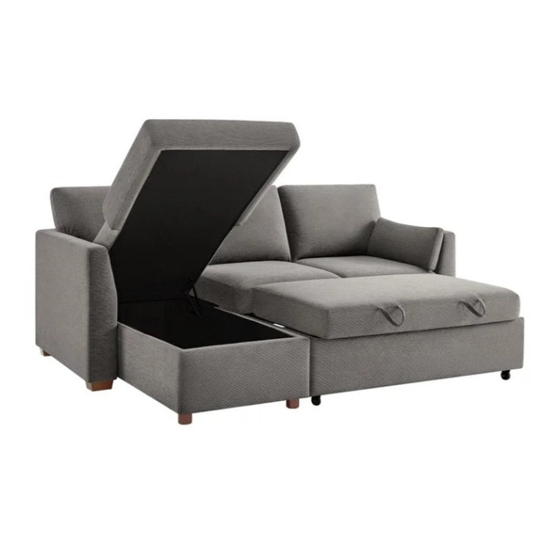 Coddle Luke Sleeper Sofa Reversible Chaise Storage USB Power Gray Fabric