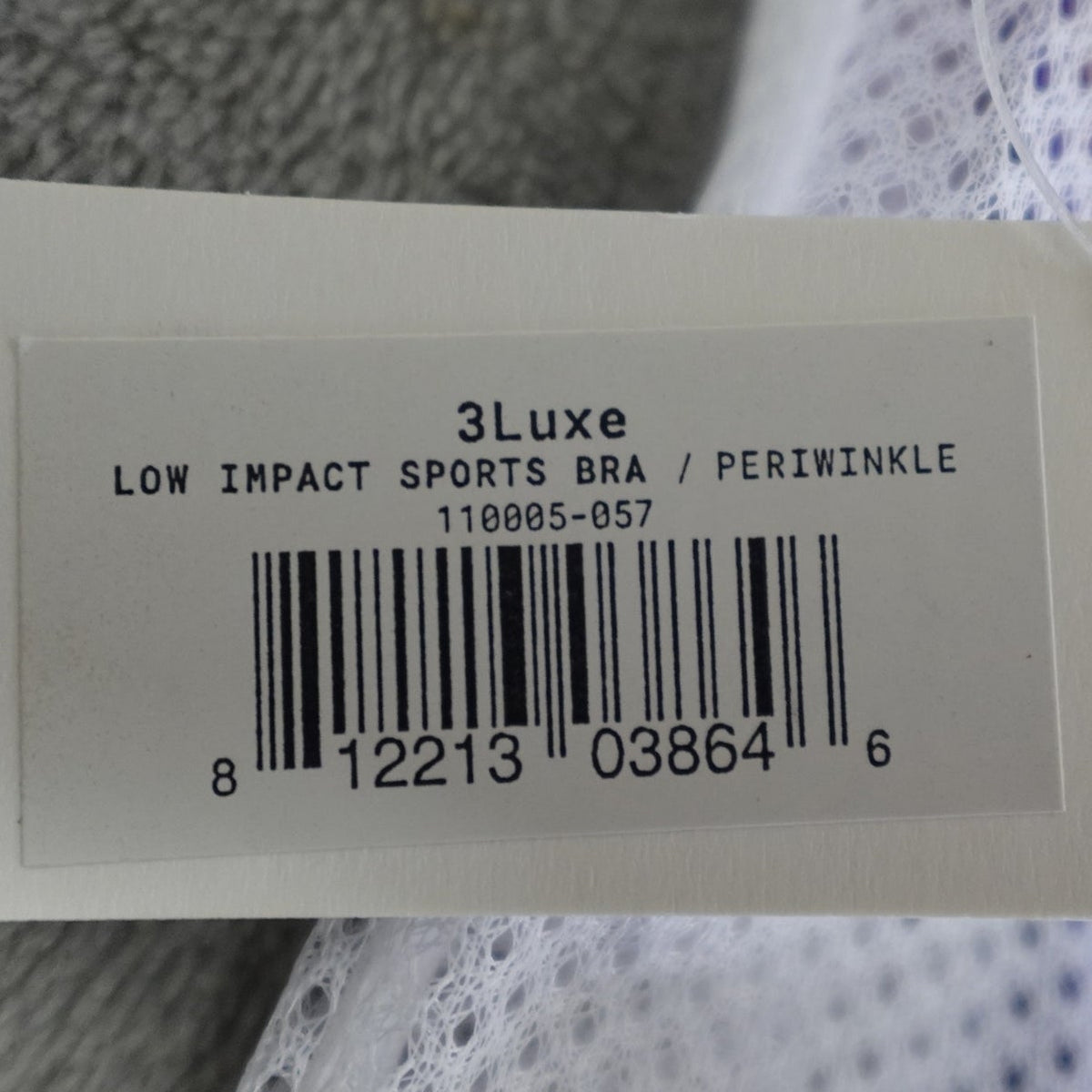 NWT SHEFIT 3Luxe Adjustable Sports Bra, Zip Front Low Impact Wirefree Periwinkle