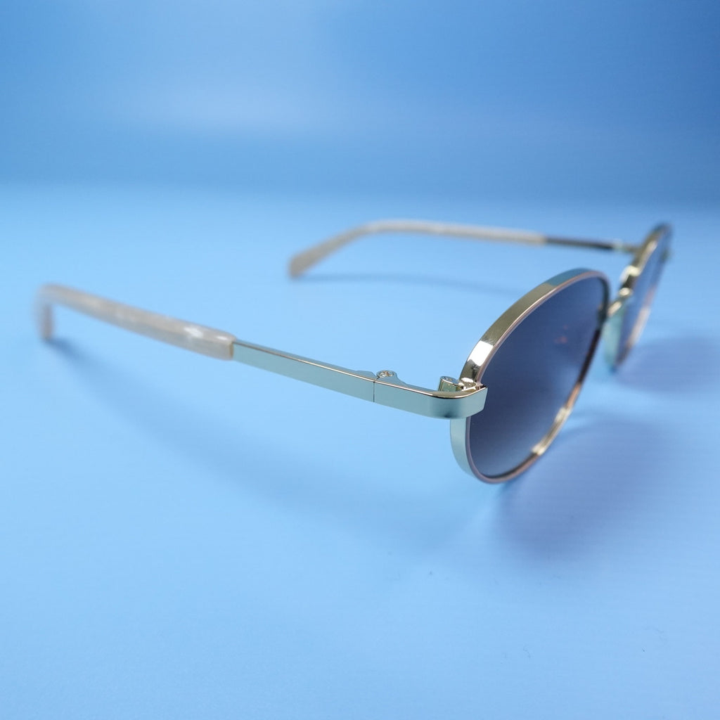 Rebecca Minkoff Sunglasses Evangelyne Gold Frame & Pearl Arms 100% UV Protection