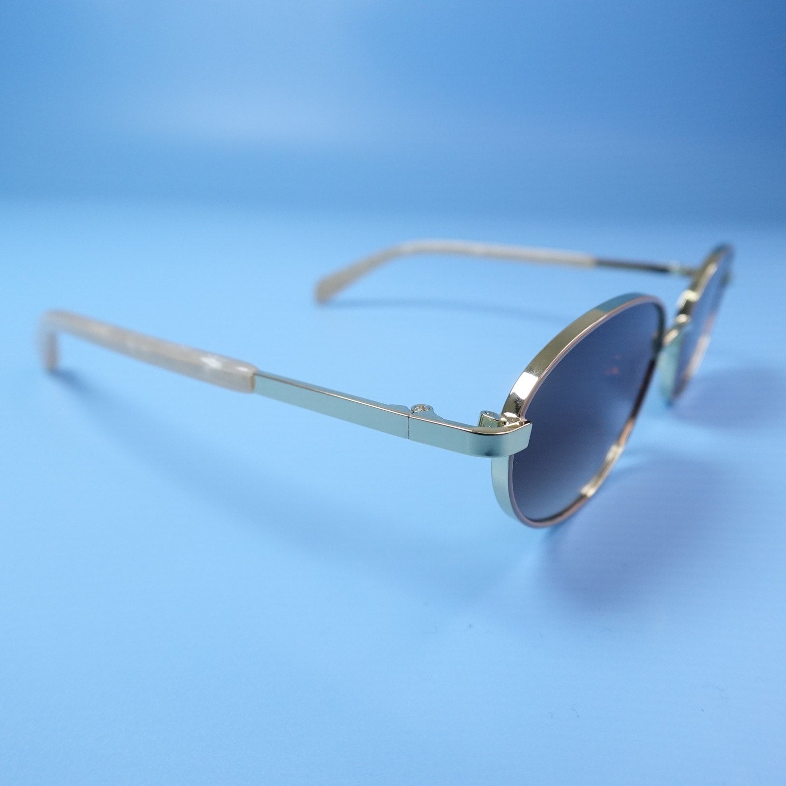 Rebecca Minkoff Sunglasses Evangelyne Gold Frame & Pearl Arms 100% UV Protection