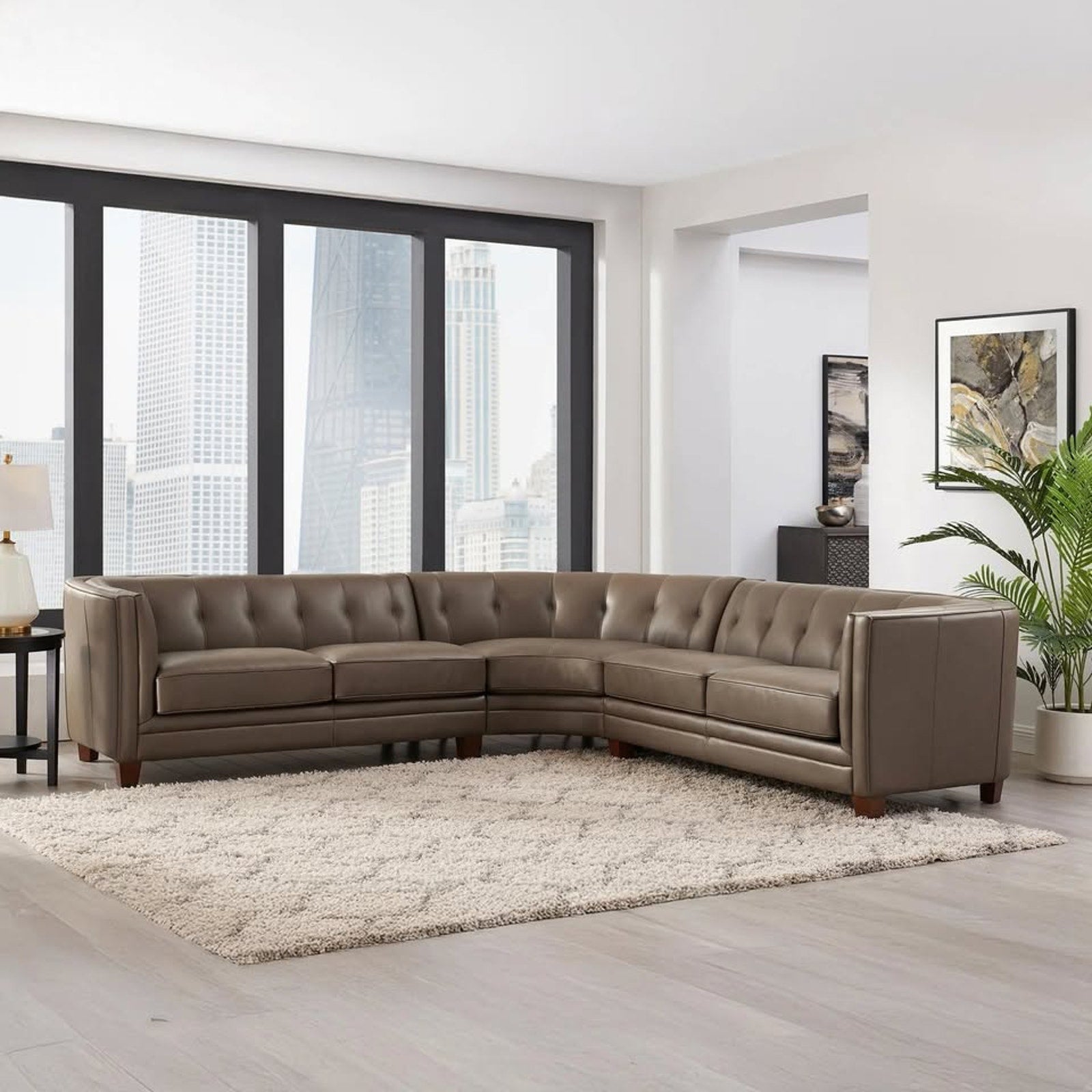 Bellevue Top Grain Leather 3 piece Sectional