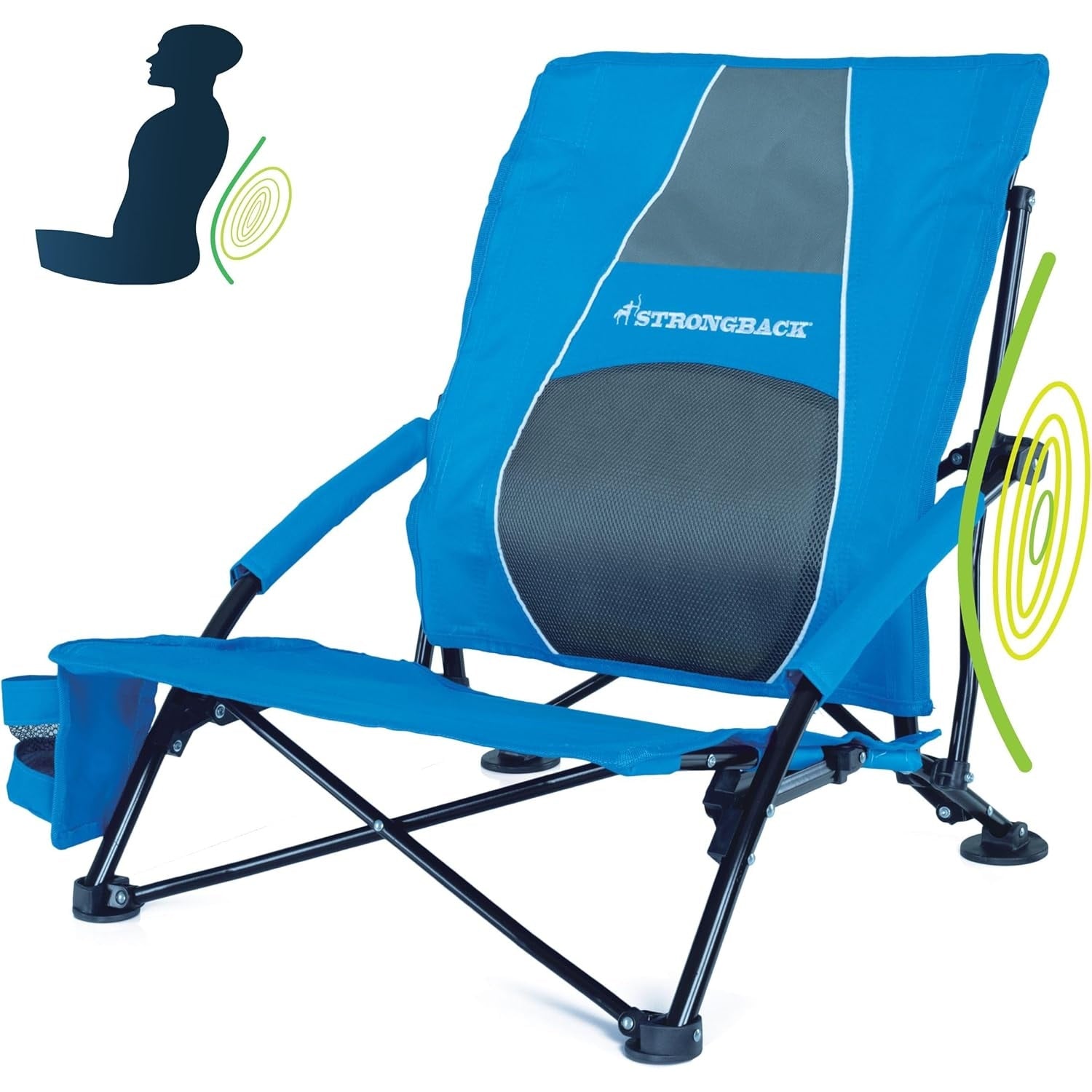 STRONGBACK Low G Beach Chair Ergonomic Lumbar Support Folding Portable 300lb
