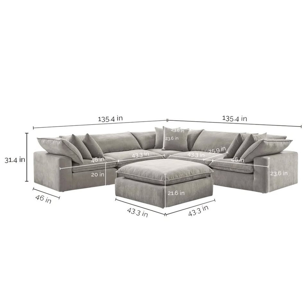 Sereen 6-piece Fabric Modular Sectional, Taupe