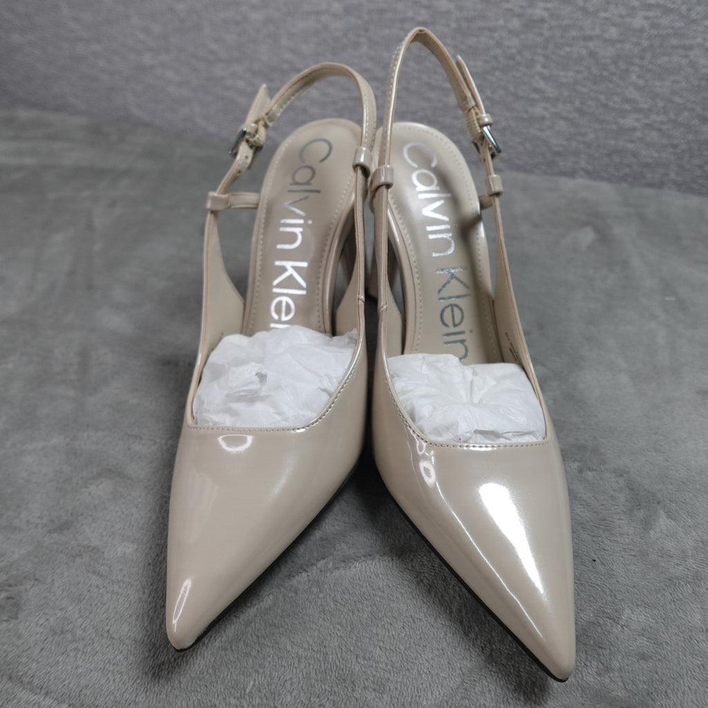 Calvin Klein Amaria Women's Pointed Toe Slingback Pumps Ivory Size 9.5M New