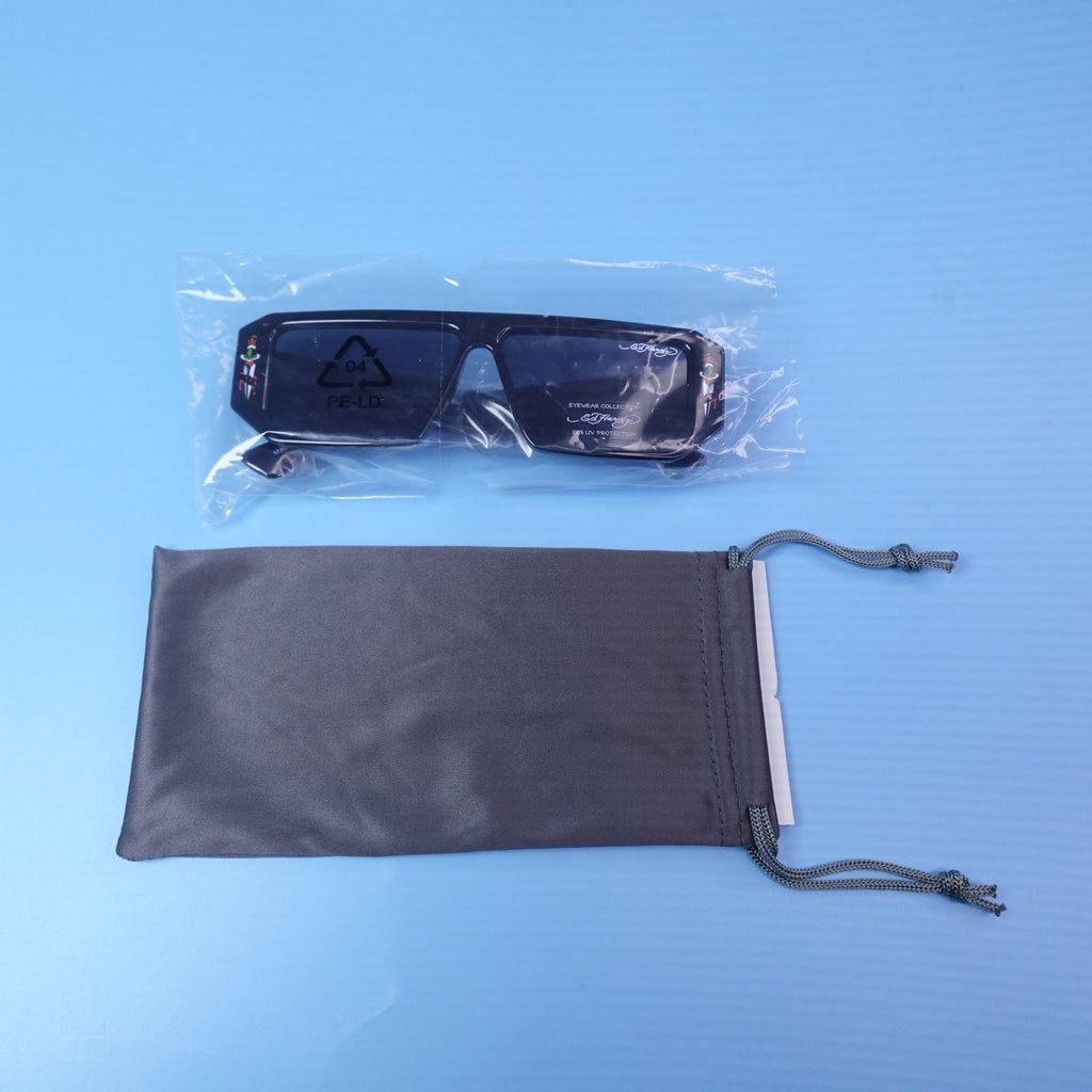 Ed Hardy El Tigre BK Sunglasses Black Rectangular UV Protection
