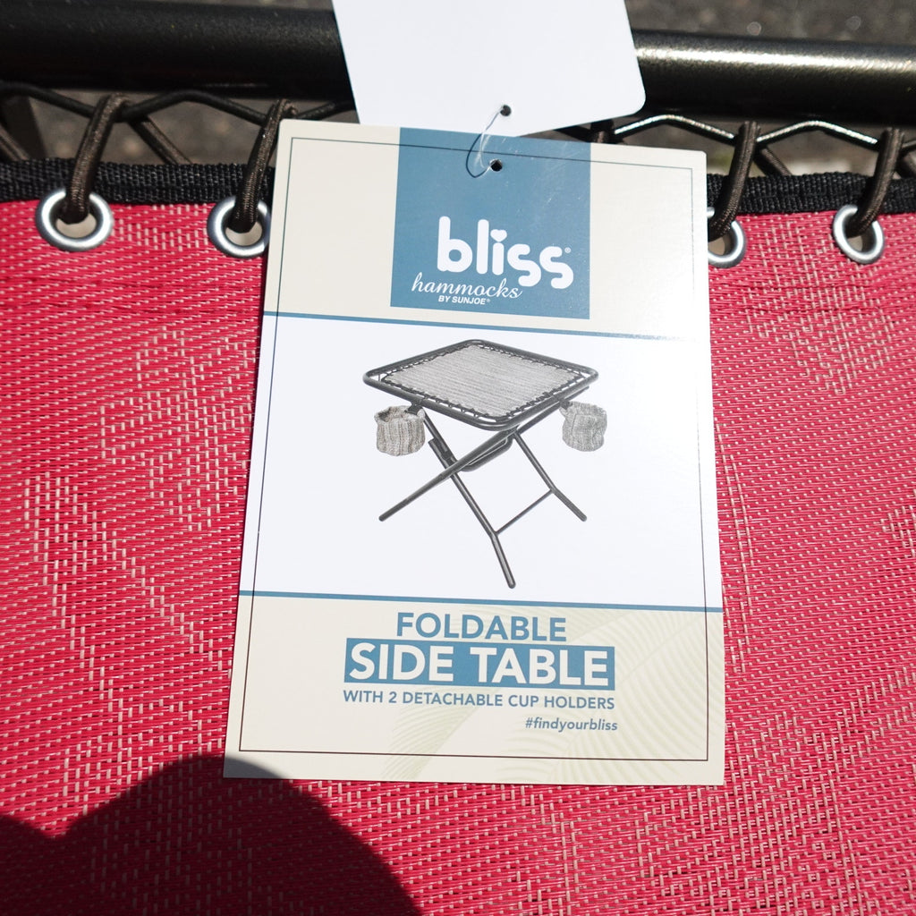 Bliss Hammocks Folding Side Table w/ 2 Cup Holders 20" Weather Resistant Red