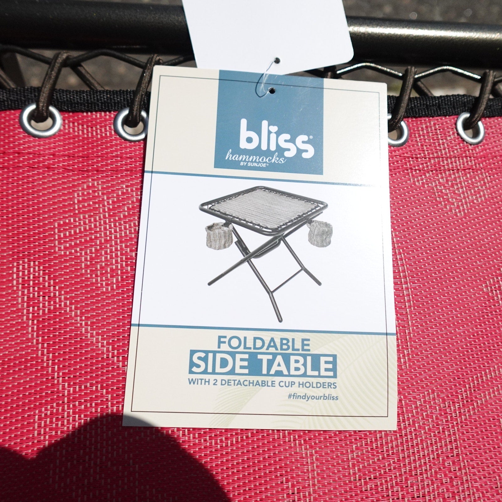 Bliss Hammocks Folding Side Table w/ 2 Cup Holders 20" Weather Resistant Red