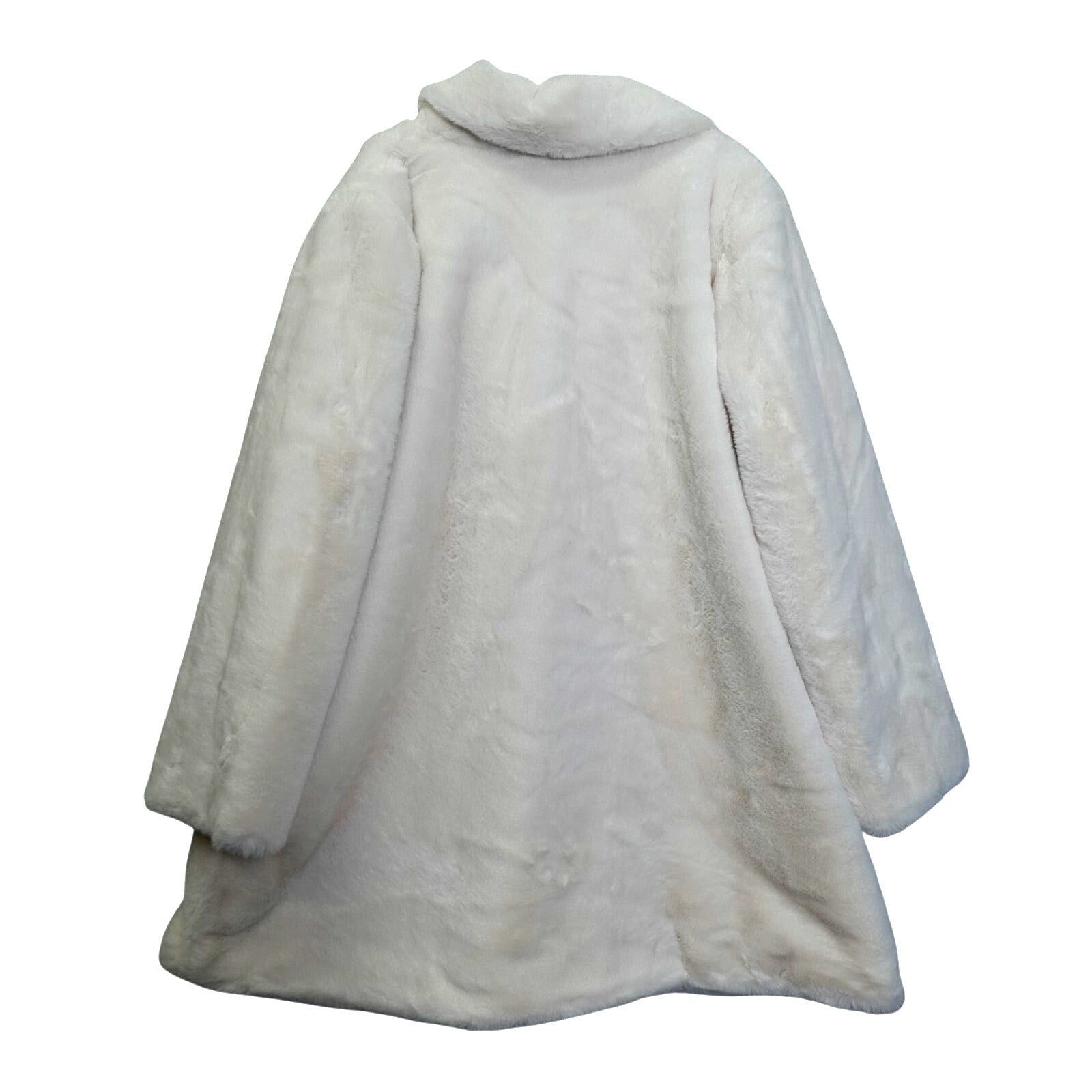 Dennis Basso White Faux Fur Coat Womens Jacket Notch Collar Crossover Lapel 2X