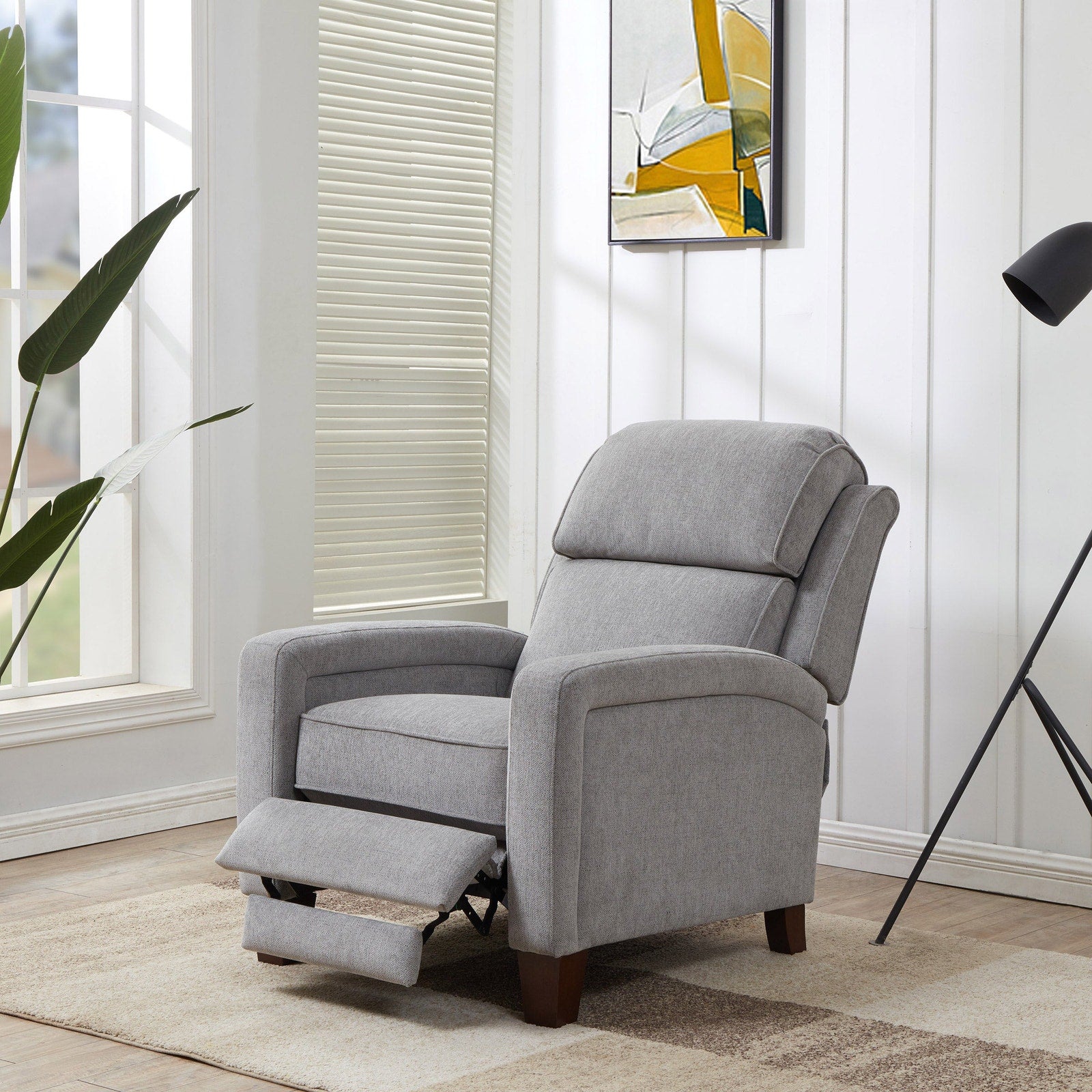 Synergy Home Wessen Pushback Recliner Chair Gray Fabric Accent Recliner New