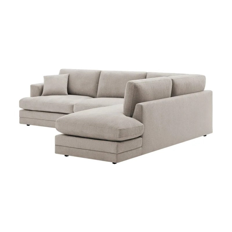 Aiden & Ivy Derry Sectional Sofa Beige Fabric L-Shaped Couch New