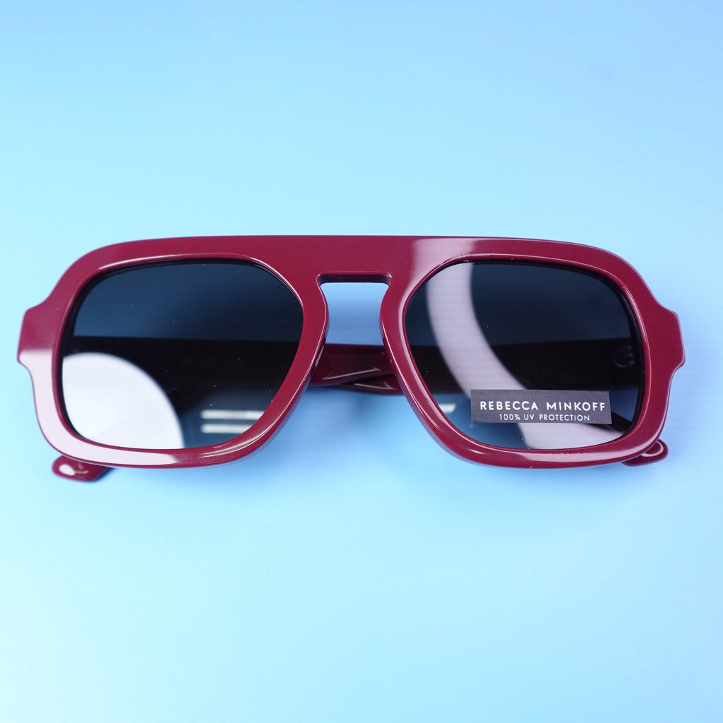 Rebecca Minkoff Rhiannon Cranberry Red Square Sunglasses 100% UV Protection