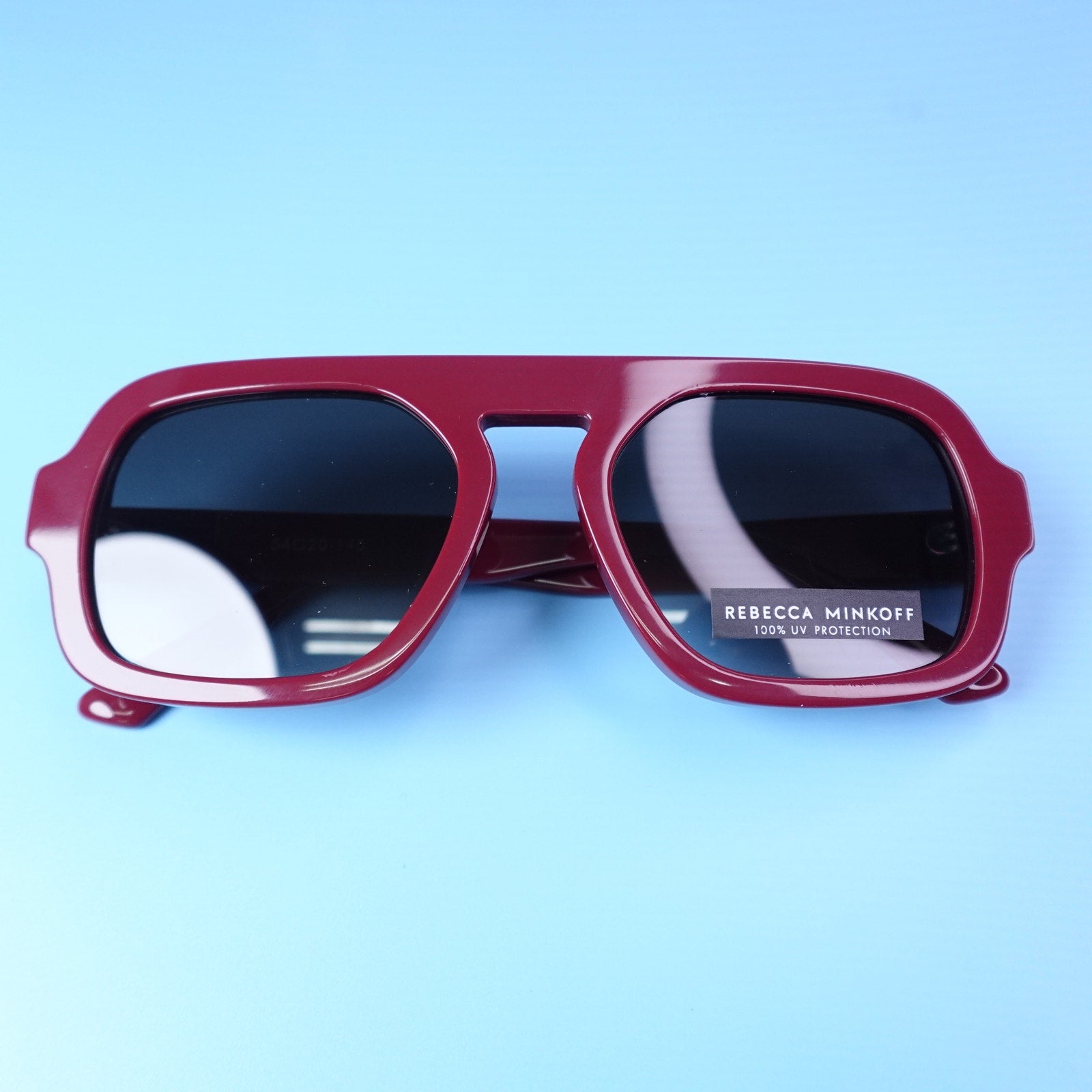 Rebecca Minkoff Rhiannon Cranberry Red Square Sunglasses 100% UV Protection