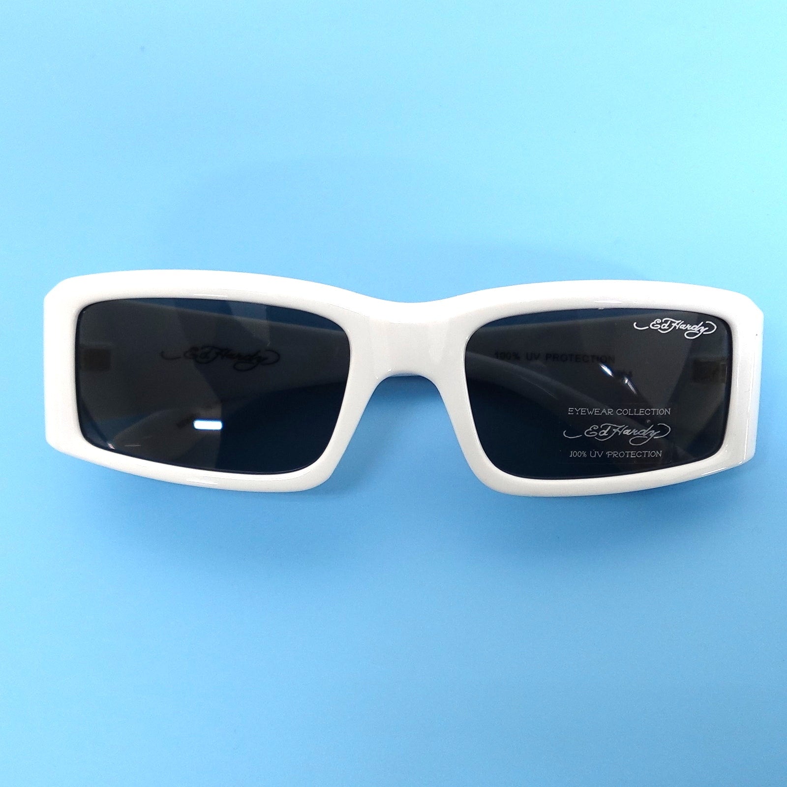 Ed Hardy Sunglasses UV 100% Protective White w/ Dragon Hokusai