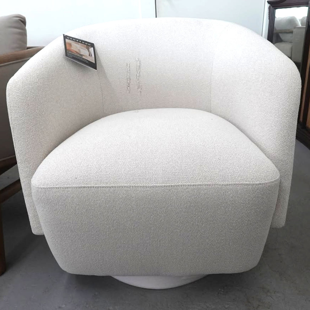 Henredon Murphy Boucle Swivel Accent Chair Ivory Cream Barrel Chair (see pictures)