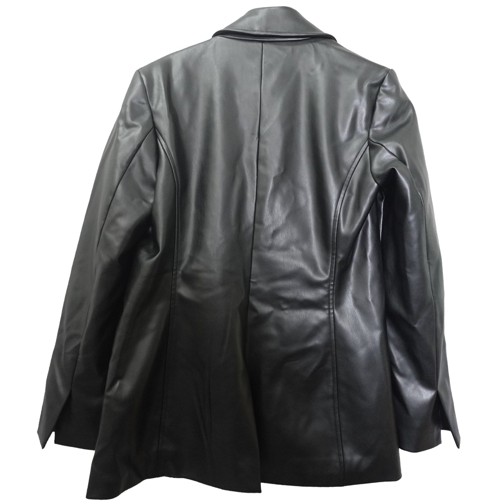 Calvin Kiein Women's Faux Leather Slim Fit Blazer Size 4- Black Beauty