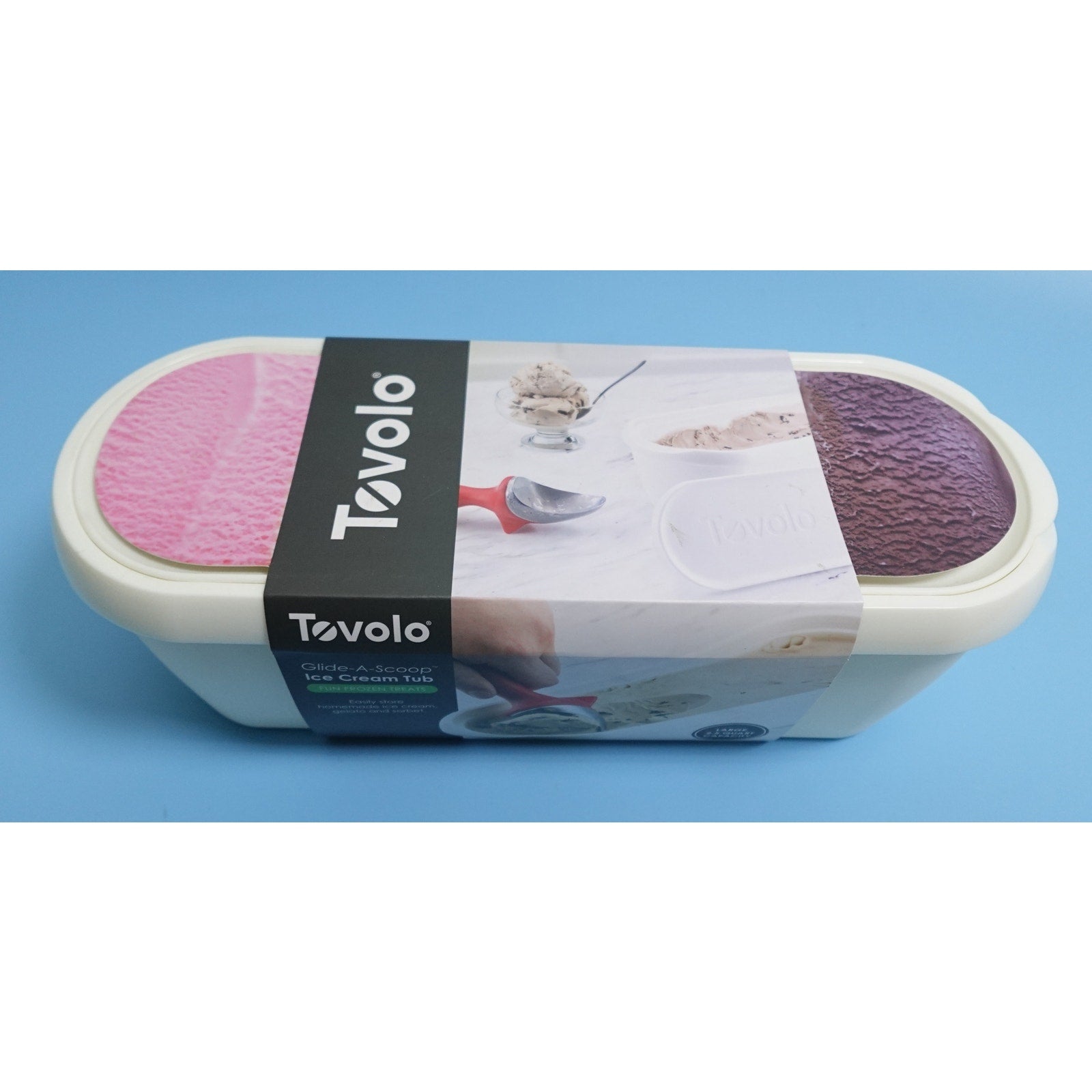 Tovolo Glide-A-Scoop Ice Cream Tub Container BPA Free 2.5 Qt White Storage Bin