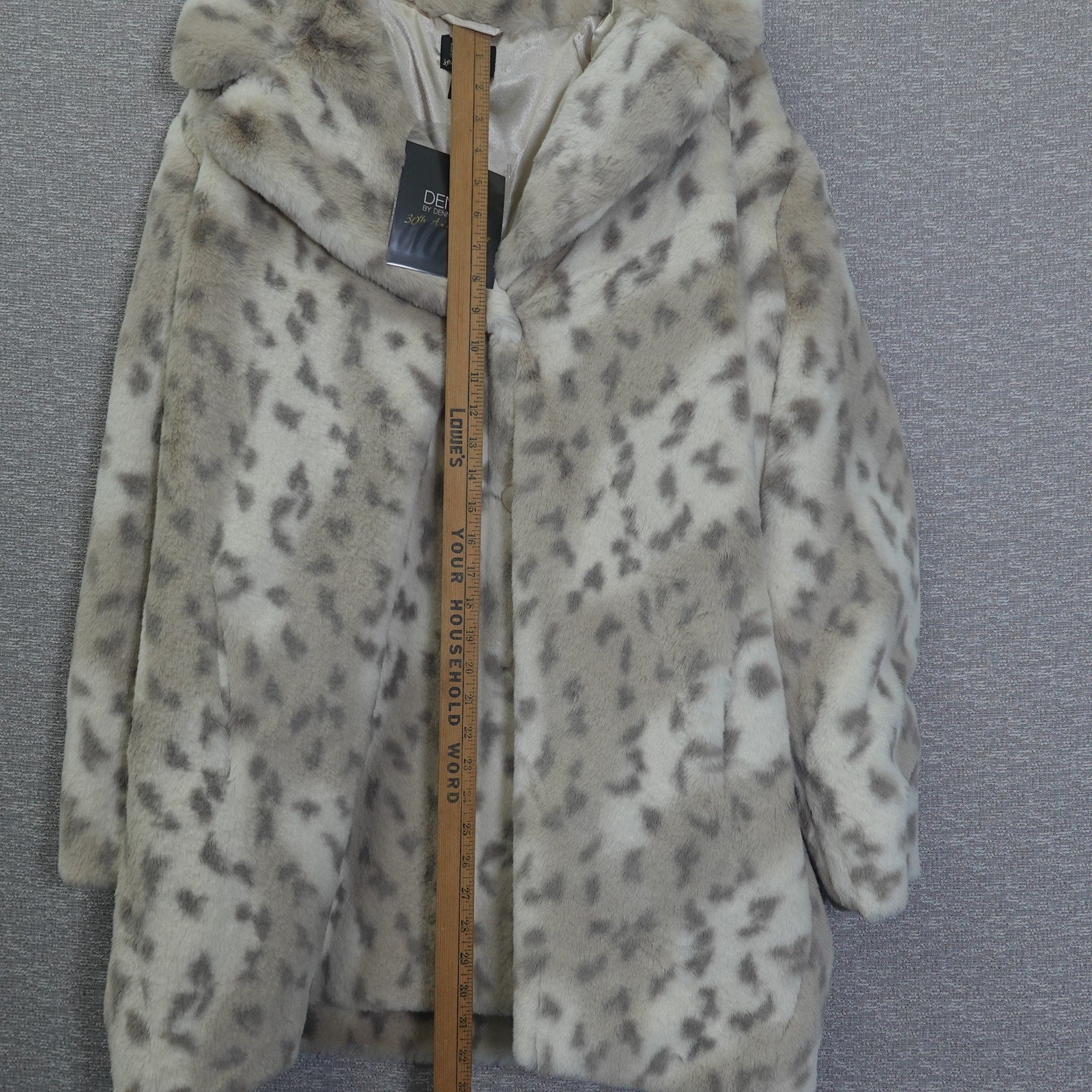 Dennis Basso Lynx Faux Fur Coat Women's Jacket Notch Collar Crossover Lapel 2X