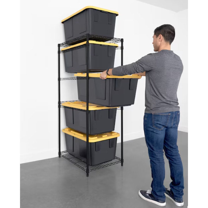 SafeRacks 23-in W x 31-in D x 68-in H 5 -Tier Heavy Duty Black Metal Wire Storage Bin Rack